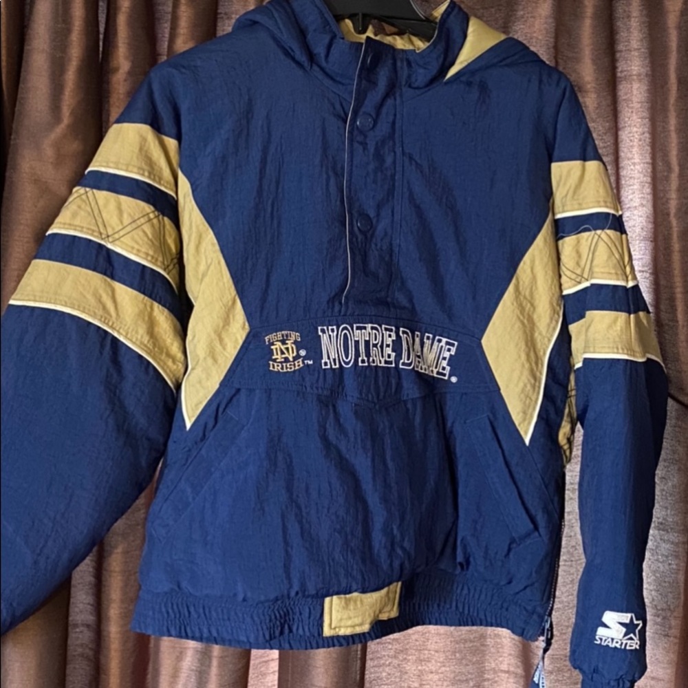 Notre dame starter jacket size large runs small